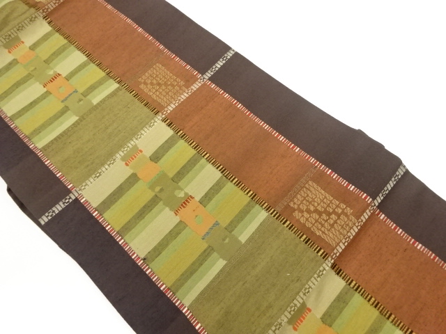 JAPANESE NAGOYA OBI / TSUMUGI / MATELASSE / WOVEN ABSTRACT